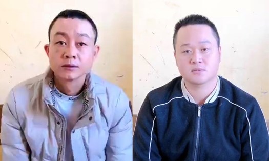 Cáp Văn Nở (trái) và Nguyễn Hoàng Vũ tại cơ quan điều tra. Ảnh Công an huyện Ia Grai