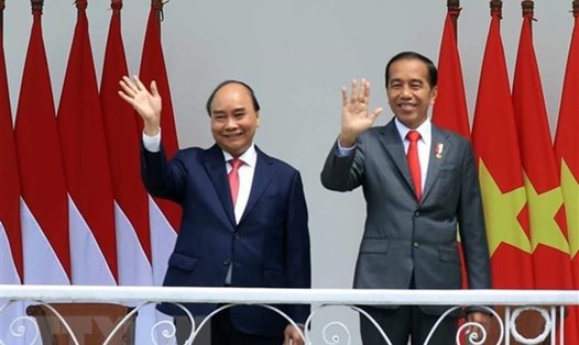 Chủ tịch nước Nguyễn Xuân Phúc và Tổng thống Indonesia Joko Widodo. Ảnh: TTXVN