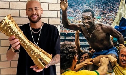 Neymar thay mặt Pele nhận danh hiệu "Cầu thủ vĩ đại nhất lịch sử". Ảnh: Inside Sport