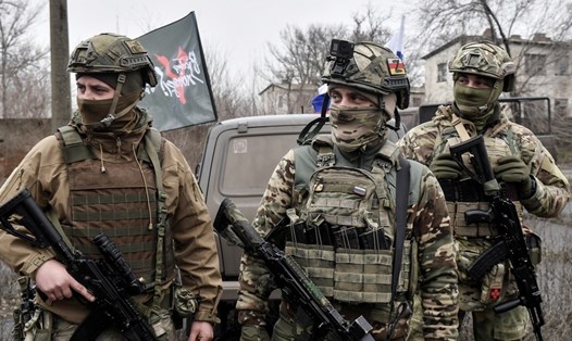 Quân nhân Nga ở tỉnh Zaporizhzhia mới sáp nhập Nga. Ảnh: Bộ Quốc phòng Nga/Sputnik