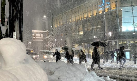 Tuyết rơi dày ở Nhật Bản trong nhiều ngày qua. Ảnh: AFP