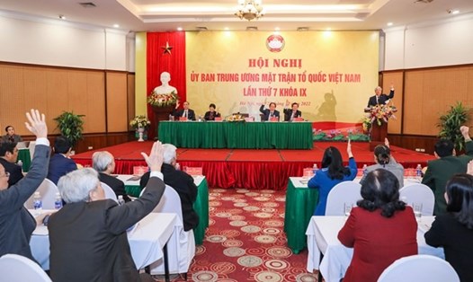 Hội nghị hiệp thương cử bổ sung Ủy viên Ủy ban và Ủy viên Đoàn Chủ tịch Ủy ban Trung ương MTTQ Việt Nam. Ảnh: Quang Vinh
