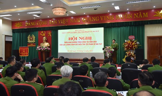 Thứ trưởng Công an Nguyễn Duy Ngọc chỉ đạo Hội nghị của lực lượng cảnh sát ma tuý. Ảnh: C04