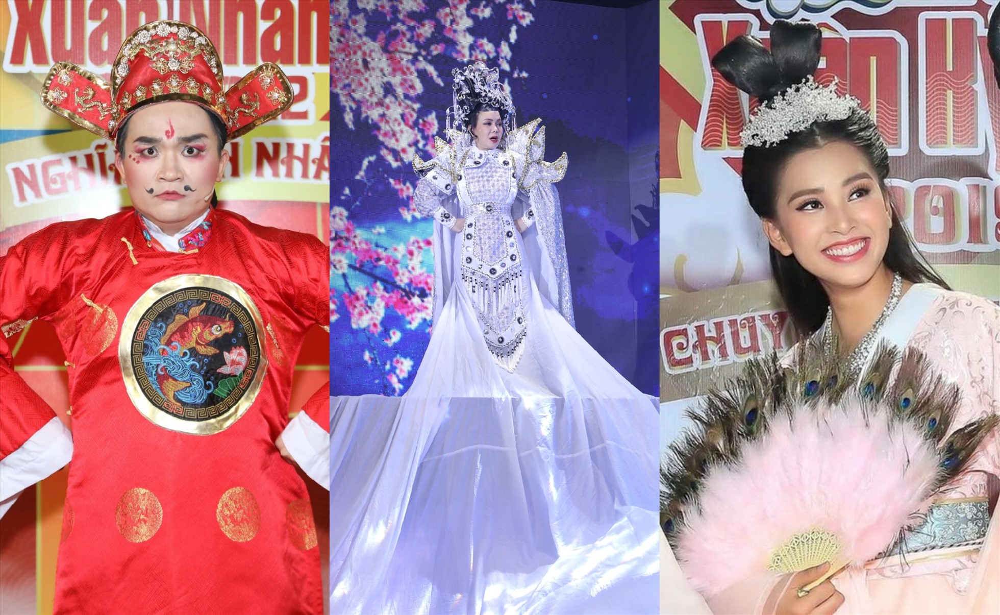 Việt Hương, Tiểu Vy, Đại Nghĩa đóng "Táo Xuân". Ảnh: Chương trình cung cấp