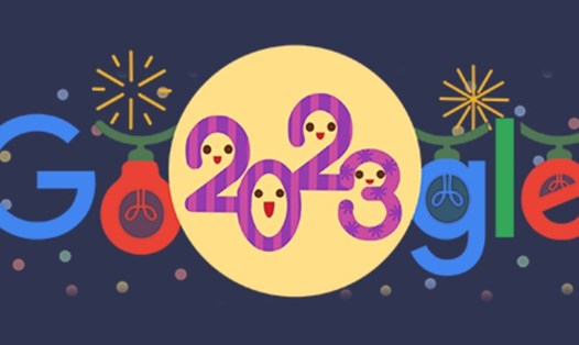 Google Doodle chào năm mới 2023 bằng hình ảnh hoạt hình. Ảnh: Google