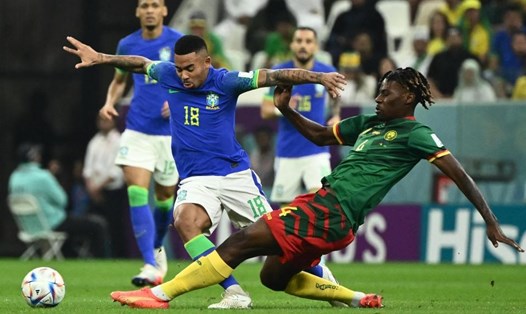 Tiền đạo Gabriel Jesus của tuyển Brazil sẽ vắng mặt trong phần còn lại của World Cup 2022 do chấn thương. Ảnh: AFP