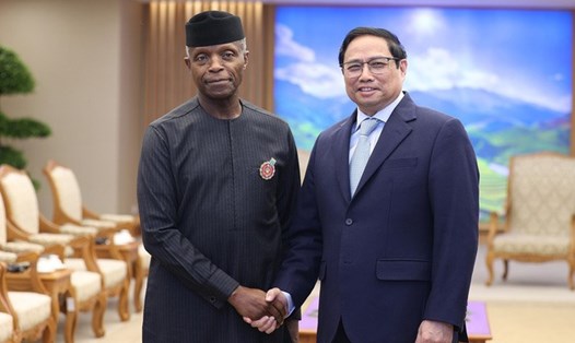 Thủ tướng Phạm Minh Chính tiếp Phó Tổng thống Nigeria Yemi Osinbajo. Ảnh: TTXVN