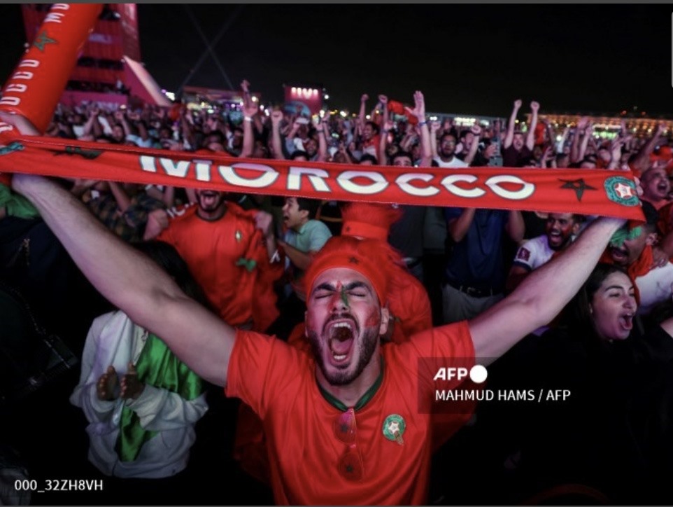Cổ động viên cuồng nhiệt của Maroc. Ảnh: AFP