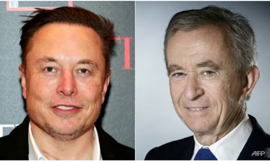 Tỉ phú Elon Musk (trái) và tỉ phú Bernard Arnault. Ảnh: AFP
