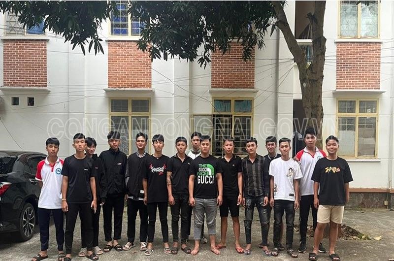 Các đối tượng trong vụ đánh nhau. Ảnh: Công an Đồng Nai