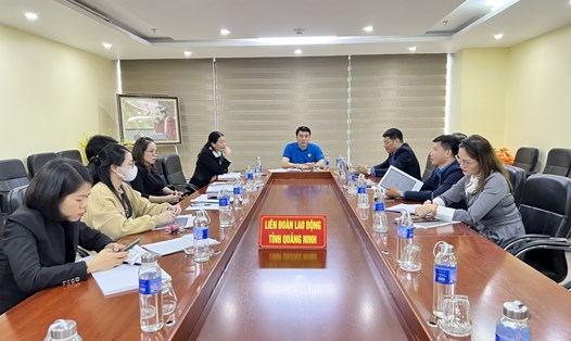 LĐLĐ tỉnh Quảng Ninh và Công đoàn Than – Khoáng sản Việt Nam (TKV) họp bàn công tác chuẩn bị. Ảnh: Cổng TTĐT Quảng Ninh