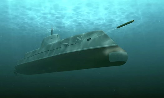 Ảnh kỹ thuật số của tàu ngầm - tàu chiến tàng hình hỗn hợp Strazh. Ảnh: Cục Thiết kế Rubin