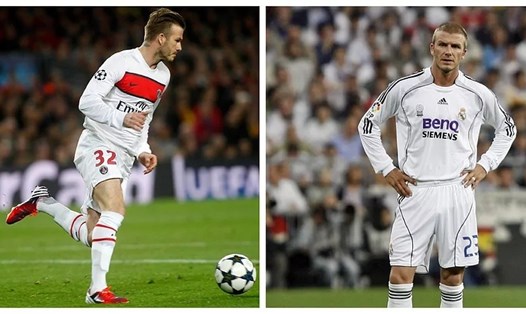 David Beckham từng khoác áo Real Madrid và PSG khi còn thi đấu. Ảnh: Marca
