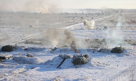 Quân nhân Nga - Belarus trong cuộc tập trận chung trong bối cảnh căng thẳng giữa phương Tây và Nga về Ukraina. Ảnh: AFP