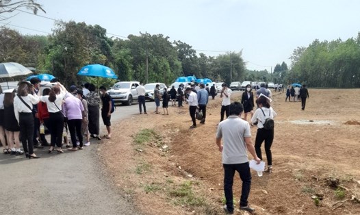 Cả 100 người tụ tập rao bán đất nền gây xôn xao dư luận tại bãi đất trống xã Lộc Khánh, huyện Lộc Ninh tỉnh Bình Phước. Ảnh: Cơ quan chức năng cung cấp