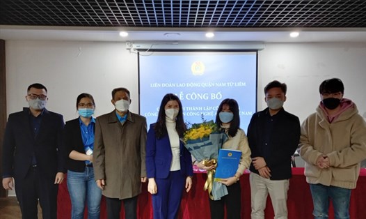 Liên đoàn Lao động quận Nam Từ Liêm đã công bố quyết định thành lập Công đoàn cơ sở Công ty cổ phần Công nghệ AMELA Việt Nam. Ảnh: CĐH