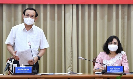 Bí thư Thành ủy TPHCM Nguyễn Văn Nên phát biểu chỉ đạo cuộc họp. Ảnh: VIỆT DŨNG