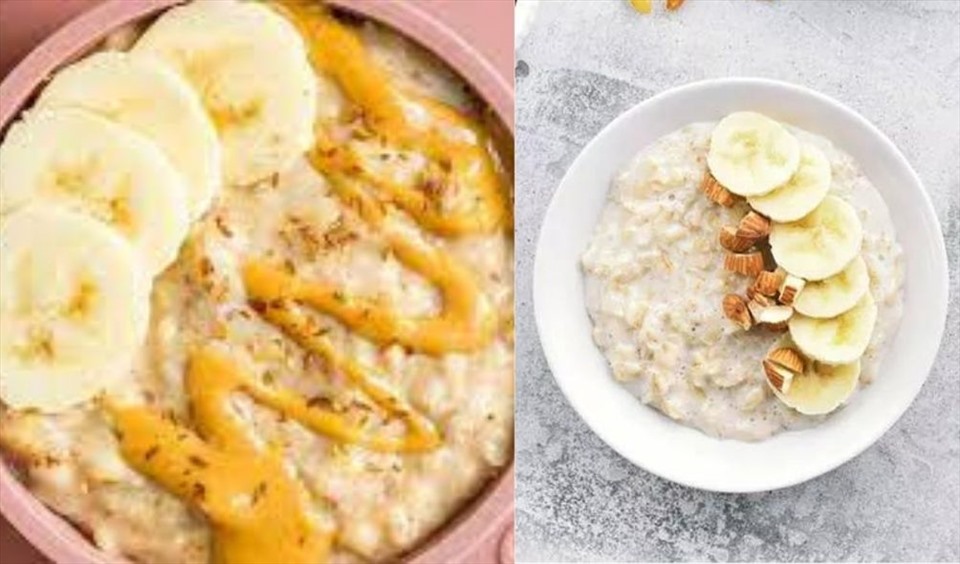 Ăn cháo yến mạch đậu phộng vào bữa sáng giúp tăng cân lành mạnh. Đồ họa: Thanh Ngọc