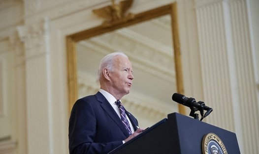 Tổng thống Mỹ Joe Biden công bố đợt trừng phạt đầu tiên với Nga hôm 22.2. Ảnh: AFP