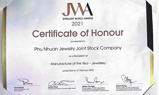 JWA vinh danh PNJ là nhà sản xuất, chế tác trang sức xuất sắc nhất năm 2021