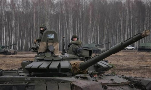 Lực lượng vũ trang Nga và Belarus tập trận ở Belarus ngày 11.2.2022. Ảnh: Getty