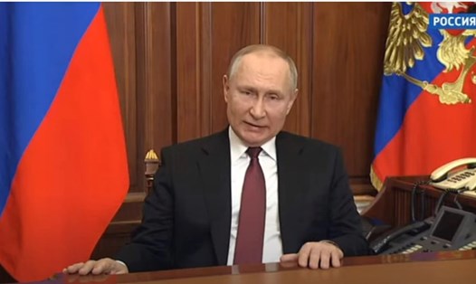 Tổng thống Nga Putin phát động chiến dịch quân sự đặc biệt ở Ukraina. Ảnh chụp màn hình