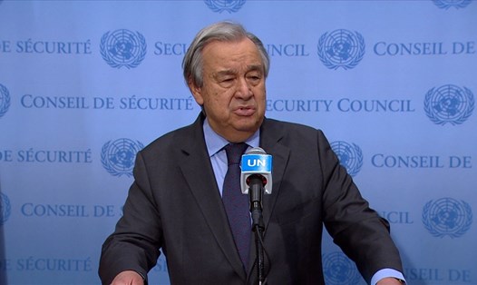 Tổng Thư ký Liên Hợp Quốc Antonio Guterres phát biểu tại Hội đồng Bảo an hôm 23.2. Ảnh: UNTV