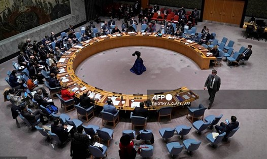 Hội đồng Bảo an Liên Hợp Quốc họp về Ukraina ngày 23.2. Ảnh: AFP