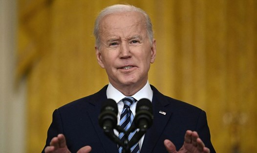 Tổng thống Joe Biden phát biểu về chiến dịch quân sự của Nga ở Ukraina, ngày 24.2.2020. Ảnh: AFP