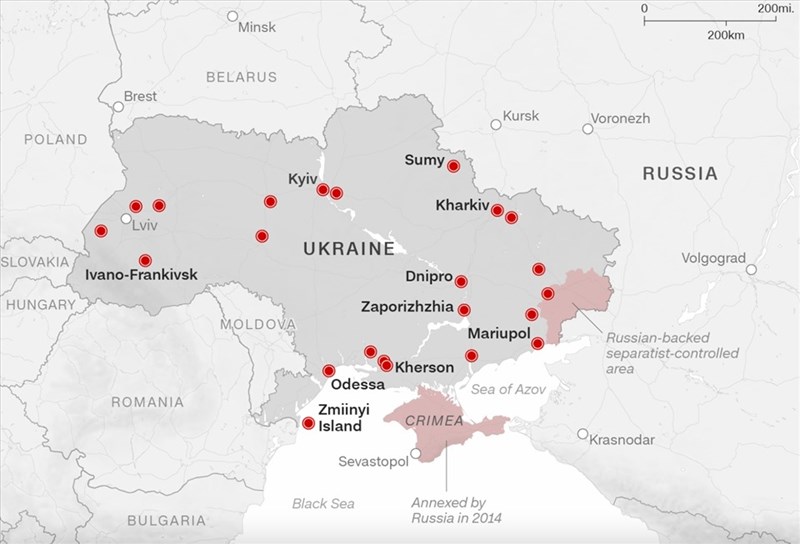 Xung đột Nga-Ukraina qua 6 bản đồ trực quan