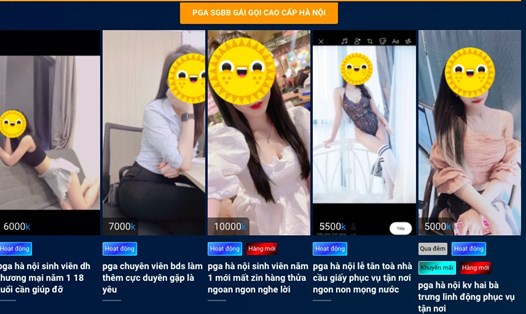 Hình ảnh các cô gái trên trang web do Nhân điều hành. Giá bán dâm được ghi công khai trên mỗi hình ảnh. Ảnh chụp lại màn hình.
