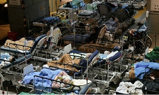 Các bệnh viện Hong Kong chật kín người mắc bệnh. Ảnh: AFP