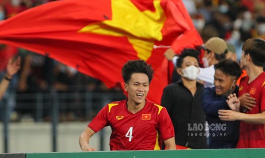 Bảo Toàn ghi bàn duy nhất giúp U23 Việt Nam vô địch U23 Đông Nam Á 2022. Ảnh: T.V
