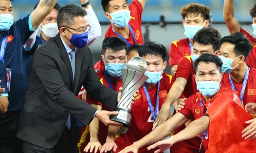 U23 Việt Nam vô địch U23 Đông Nam Á sau những khó khăn của dịch COVID-19. Ảnh: T.V