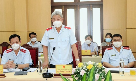 Chánh Thanh tra Bộ Nội vụ Nguyễn Mạnh Khương phát biểu tại buổi công bố quyết định thanh tra. Ảnh: Bộ Nội vụ