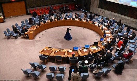 Cuộc họp của Hội đồng Bảo an Liên Hợp Quốc tại trụ sở Liên Hợp Quốc ở Thành phố New York (Mỹ) vào ngày 28.2.2022. Ảnh: AFP