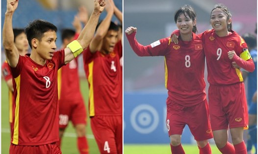 2 đội tuyển nam và nữ đã mang đến cho người hâm mộ và bóng đá Việt Nam một cái Tết thật đặc biệt. Ảnh: VFF/AFC