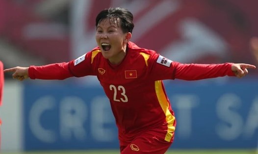 Nguyễn Thị Bích Thùy ghi bàn quyết định giúp tuyển nữ Việt Nam giành vé dự World Cup 2023. Ảnh: AFC