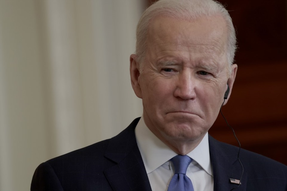 Tổng thống Joe Biden công bố kịch bản Mỹ thực hiện khi Nga tấn công Ukraina trong cuộc họp báo ngay 7.2. Ảnh: AFP