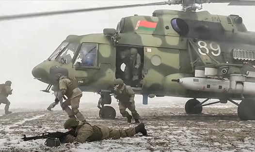 Binh sĩ Belarus trong cuộc tập trận chung với Nga. Ảnh: Bộ Quốc phòng Nga/AFP