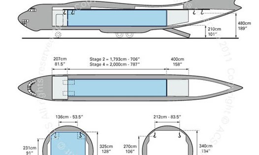 Bản vẽ mô tả kích thước máy bay vận tải quân sự IL-76 Nguồn aircharterservice