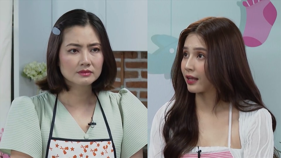 Thiên An trò chuyện với Ngọc Lan về cuộc sống làm mẹ đơn thân. Ảnh: MCV.