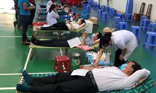 Liên đoàn Lao động thành phố Tam Kỳ tổ chức ngày hội hiến máu tình nguyện năm 2022. Ảnh: Lan Duyên