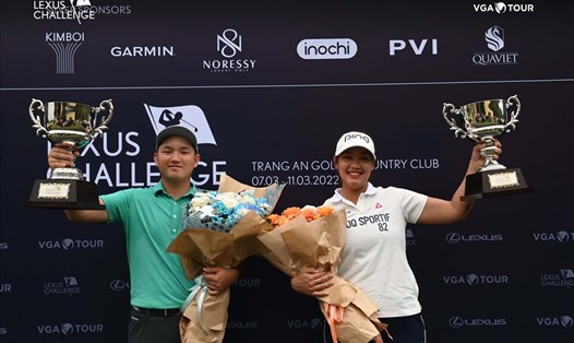 Nguyễn Anh Minh và Nguyễn Thảo My vô địch Lexus Challenge 2022, giải golf đầu tiên trong năm của golf Việt Nam. Ảnh: VGA