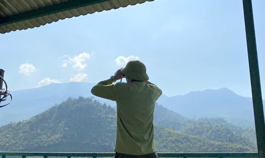 Cán bộ quản lý bảo vệ rừng Vườn Quốc gia Tà Đùng canh lửa, giữ màu xanh cho đại ngàn. Ảnh: Phan Tuấn