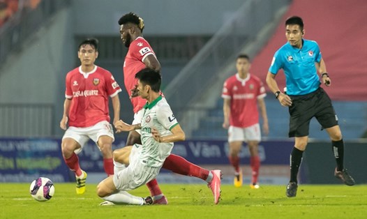 Hồng Lĩnh Hà Tĩnh tiếp đón Bình Định trên sân nhà tại vòng 4 V.League 2022. Ảnh: VPF