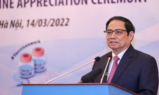 Thủ tướng Phạm Minh Chính dự chương trình gặp mặt cảm ơn các đối tác quốc tế đã hỗ trợ vaccine COVID-19 cho Việt Nam. Ảnh: VGP