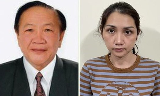 Ông Nguyễn Văn Minh (trái) và con gái vướng lao lý vì tham ô tài sản trong vụ án chuyển nhượng khu đất vàng giá bèo ở Bình Dương. Ảnh: CACC