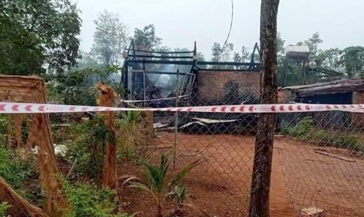 Hiện trường vụ cháy nhà ở xã Đắk Sắk, huyện Đắk Mil, tỉnh Đắk Nông. Ảnh: NDCC