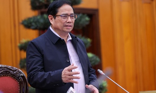 Thủ tướng Phạm Minh Chính phát biểu kết luận tại cuộc làm việc. Ảnh: Nhật Bắc
